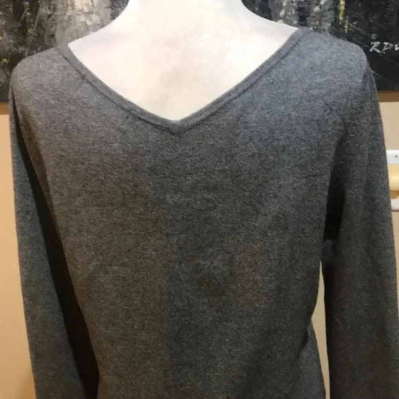 Express Silk Cashmere Blend 3/4 Sleeve V Neck Front and Back Pullover Sweater-L - Picture 7 of 10